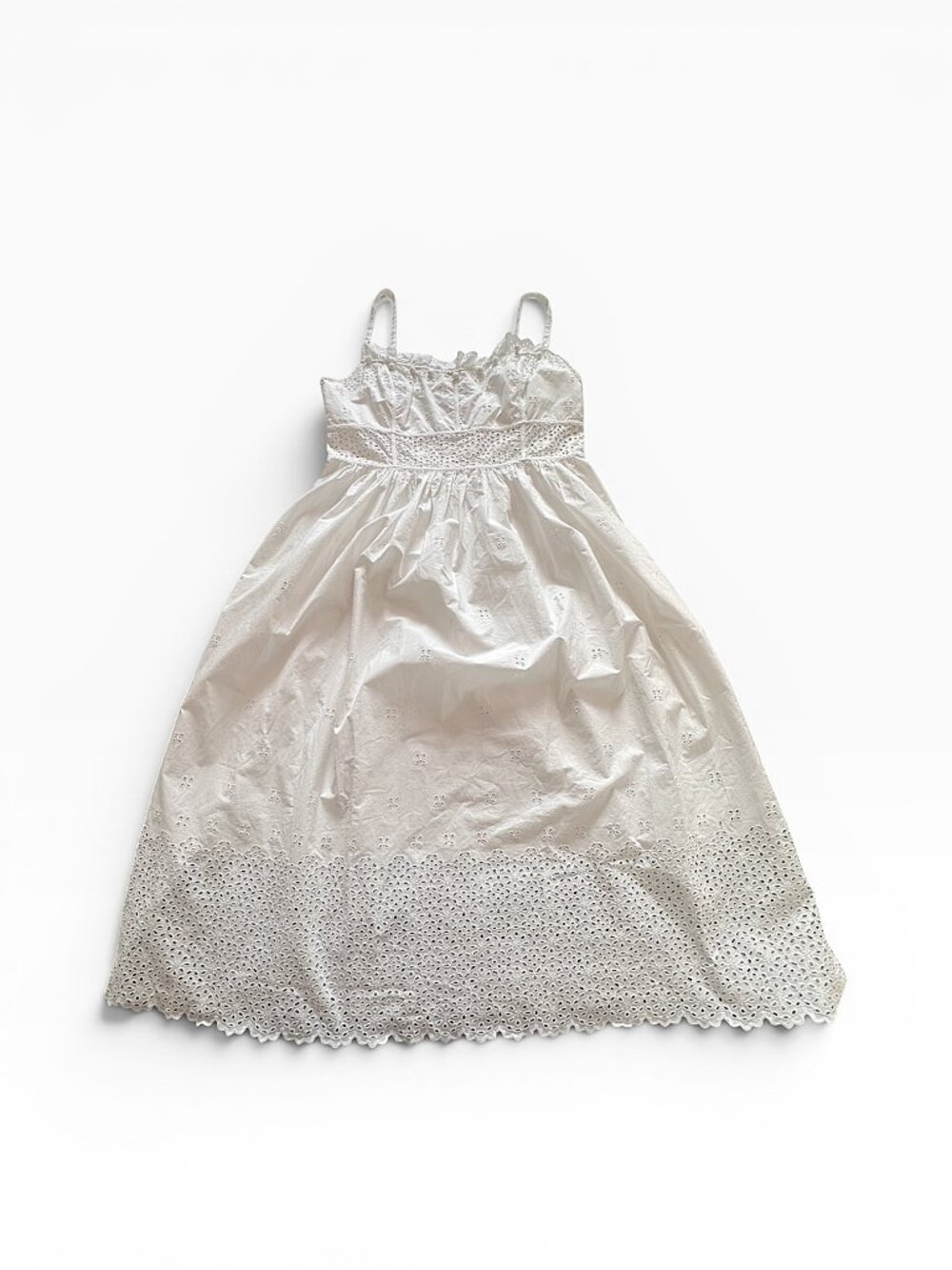 ULLA JOHNSON Celestia Broderie Anglaise Cotton Midi Dress, Sz12, Cowrie, NWT - Picture 8 of 16